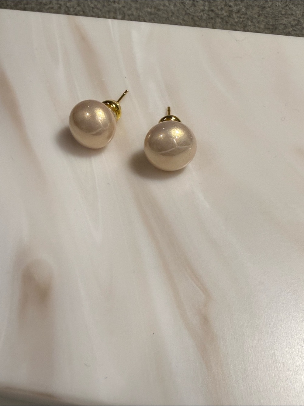 Classic Pearl Stud Earrings in Cream with Gold Posts